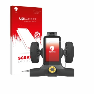 Vorderseite einer Produktverpackung mit dem Markenlogo upscreen. Daneben ist das Gerät PowaKaddy CT12 GPS mit dem zugehörigen 