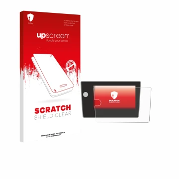 Vorderseite einer Produktverpackung mit dem Markenlogo upscreen. Daneben ist das Gerät Volkswagen Polo Life 2024 mit dem zugeh