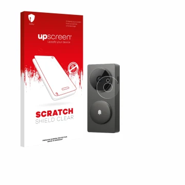 Vorderseite einer Produktverpackung mit dem Markenlogo upscreen. Daneben ist das Gerät Aqara Hub G410 mit dem zugehörigen Disp