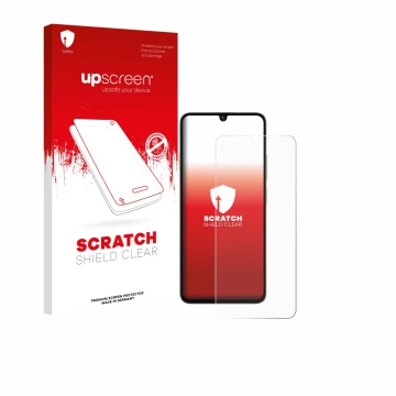 Vorderseite einer Produktverpackung mit dem Markenlogo upscreen. Daneben ist das Gerät Oukitel C59 Pro mit dem zugehörigen Dis