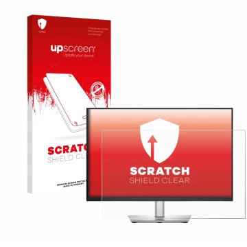 Vorderseite einer Produktverpackung mit dem Markenlogo upscreen. Daneben ist das Gerät Dell Pro 24 Plus P2425 mit dem zugehöri