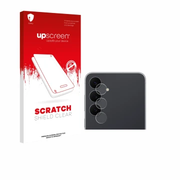 Vorderseite einer Produktverpackung mit dem Markenlogo upscreen. Daneben ist das Gerät Samsung Galaxy S25 FE Enterprise Editio
