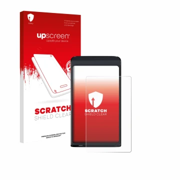 Vorderseite einer Produktverpackung mit dem Markenlogo upscreen. Daneben ist das Gerät Vasco Translator Q1 mit dem zugehörigen