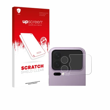 Vorderseite einer Produktverpackung mit dem Markenlogo upscreen. Daneben ist das Gerät Xiaomi 17 Pro Max (NUR Kameraschutz) mi