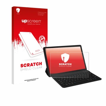Vorderseite einer Produktverpackung mit dem Markenlogo upscreen. Daneben ist das Gerät Laptok LAPA7LBK 11