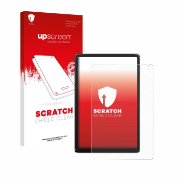 Vorderseite einer Produktverpackung mit dem Markenlogo upscreen. Daneben ist das Gerät Whitedeer WHEC107BK 10.1