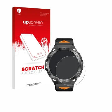 Vorderseite einer Produktverpackung mit dem Markenlogo upscreen. Daneben ist das Gerät Rogbid Titan K mit dem zugehörigen Disp