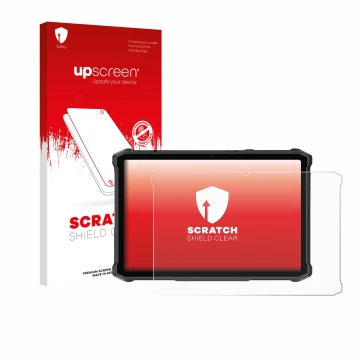 Vorderseite einer Produktverpackung mit dem Markenlogo upscreen. Daneben ist das Gerät Ulefone Armor Pad 5 Ultra mit dem zugeh