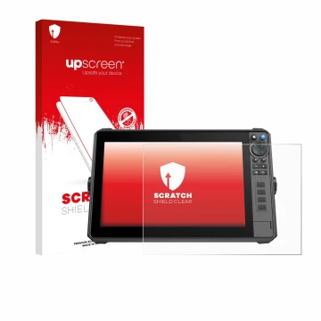 Vorderseite einer Produktverpackung mit dem Markenlogo upscreen. Daneben ist das Gerät Lowrance HDS-12 Pro mit dem zugehörigen