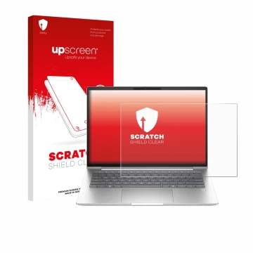 Vorderseite einer Produktverpackung mit dem Markenlogo upscreen. Daneben ist das Gerät HP ProBook 4 G1a 14