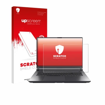 Vorderseite einer Produktverpackung mit dem Markenlogo upscreen. Daneben ist das Gerät ASUS ROG Strix G18 G815 2025 mit dem zu