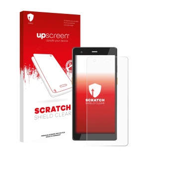 Vorderseite einer Produktverpackung mit dem Markenlogo upscreen. Daneben ist das Gerät Scorpion 6X V2 mit dem zugehörigen Disp