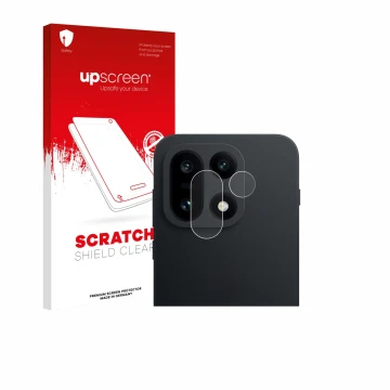 Vorderseite einer Produktverpackung mit dem Markenlogo upscreen. Daneben ist das Gerät OnePlus 15 (NUR Kameraschutz) mit dem z