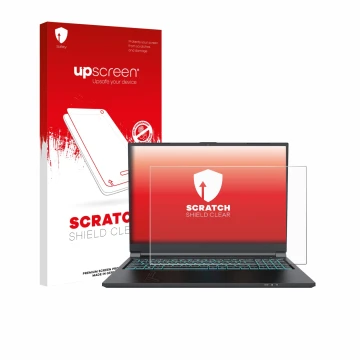 Vorderseite einer Produktverpackung mit dem Markenlogo upscreen. Daneben ist das Gerät Gigabyte G6 2023 mit dem zugehörigen Di