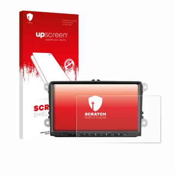 Vorderseite einer Produktverpackung mit dem Markenlogo upscreen. Daneben ist das Gerät Zenec Z-E2065 mit dem zugehörigen Displ