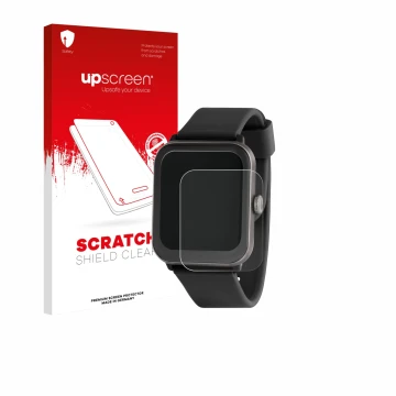 Vorderseite einer Produktverpackung mit dem Markenlogo upscreen. Daneben ist das Gerät Sector Smartwatch S-08 mit dem zugehöri