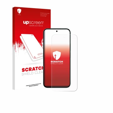 Vorderseite einer Produktverpackung mit dem Markenlogo upscreen. Daneben ist das Gerät Honor X6c mit dem zugehörigen Displaysc