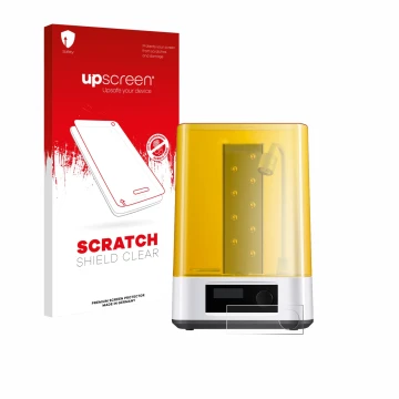 Vorderseite einer Produktverpackung mit dem Markenlogo upscreen. Daneben ist das Gerät Anycubic Wash & Cure 3 mit dem zugehöri