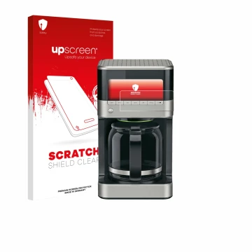 Vorderseite einer Produktverpackung mit dem Markenlogo upscreen. Daneben ist das Gerät Braun PurAroma 7 mit dem zugehörigen Di