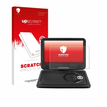 Vorderseite einer Produktverpackung mit dem Markenlogo upscreen. Daneben ist das Gerät Soundmaster PDB1910SW DVD Player mit de