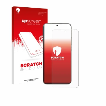 Vorderseite einer Produktverpackung mit dem Markenlogo upscreen. Daneben ist das Gerät Honor X70 mit dem zugehörigen Displaysc