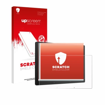 Vorderseite einer Produktverpackung mit dem Markenlogo upscreen. Daneben ist das Gerät Atoto X10 10