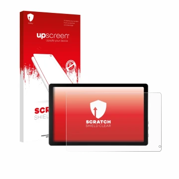 Vorderseite einer Produktverpackung mit dem Markenlogo upscreen. Daneben ist das Gerät Laptok KB1001 10.1