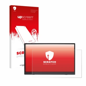 Vorderseite einer Produktverpackung mit dem Markenlogo upscreen. Daneben ist das Gerät Acer PM191QEbmiuux mit dem zugehörigen 