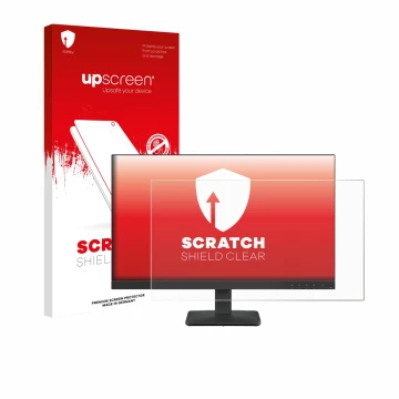 Vorderseite einer Produktverpackung mit dem Markenlogo upscreen. Daneben ist das Gerät Lenovo L24-4e mit dem zugehörigen Displ