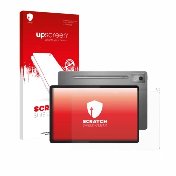 Vorderseite einer Produktverpackung mit dem Markenlogo upscreen. Daneben ist das Gerät Lenovo Idea Tab Pro 12.7