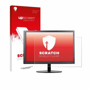 Vorderseite einer Produktverpackung mit dem Markenlogo upscreen. Daneben ist das Gerät Lenovo ThinkVision T2054p mit dem zugeh