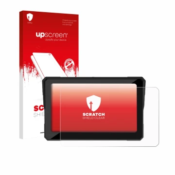 Vorderseite einer Produktverpackung mit dem Markenlogo upscreen. Daneben ist das Gerät Carpuride W702 Plus 7