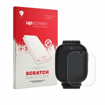 Vorderseite einer Produktverpackung mit dem Markenlogo upscreen. Daneben ist das Gerät Xplora X6 Play eSIM (2. Generation) mit