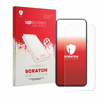 Vorderseite einer Produktverpackung mit dem Markenlogo upscreen. Daneben ist das Gerät realme C100i mit dem zugehörigen Displa