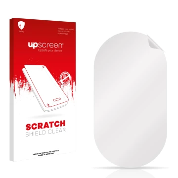 Vorderseite einer Produktverpackung mit dem Markenlogo upscreen. Daneben ist der zugehörige Displayschutz.
