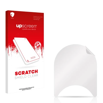 Vorderseite einer Produktverpackung mit dem Markenlogo upscreen. Daneben ist der zugehörige Displayschutz.