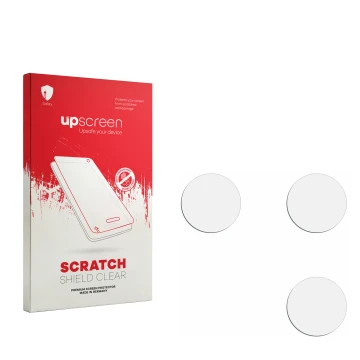 Vorderseite einer Produktverpackung mit dem Markenlogo upscreen. Daneben ist der zugehörige Displayschutz.