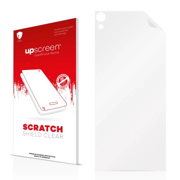 Vorderseite einer Produktverpackung mit dem Markenlogo upscreen. Daneben ist der zugehörige Displayschutz.