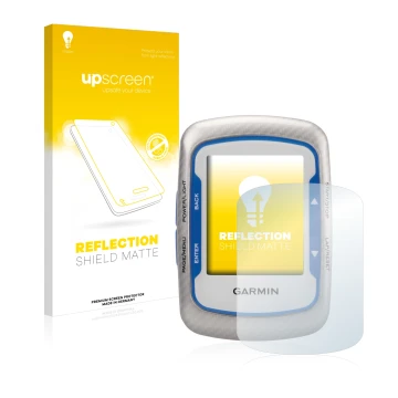 Vorderseite einer Produktverpackung mit dem Markenlogo upscreen. Daneben ist das Gerät Garmin Edge 500 mit dem zugehörigen Dis