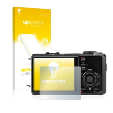 Vorderseite einer Produktverpackung mit dem Markenlogo upscreen. Daneben ist das Gerät Sigma DP2 Merrill mit dem zugehörigen D