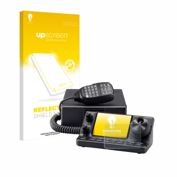 Vorderseite einer Produktverpackung mit dem Markenlogo upscreen. Daneben ist das Gerät Icom IC-7100 mit dem zugehörigen Displa