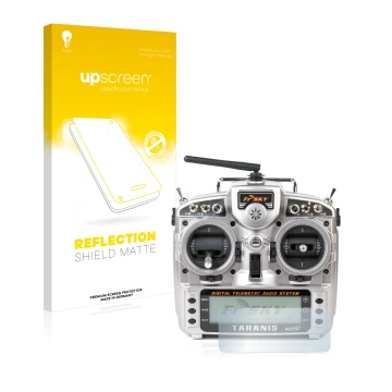 Vorderseite einer Produktverpackung mit dem Markenlogo upscreen. Daneben ist das Gerät FrSky Taranis X9D mit dem zugehörigen D