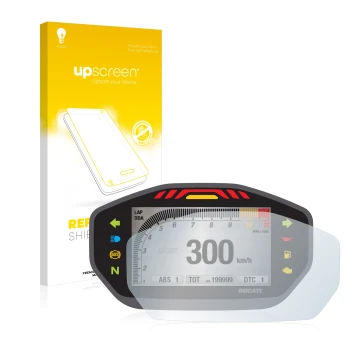 Vorderseite einer Produktverpackung mit dem Markenlogo upscreen. Daneben ist das Gerät Ducati Monster 1200 Colour-TFT-Display 