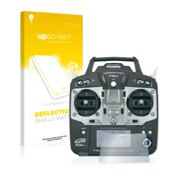Vorderseite einer Produktverpackung mit dem Markenlogo upscreen. Daneben ist das Gerät Robbe Futaba T10J mit dem zugehörigen D