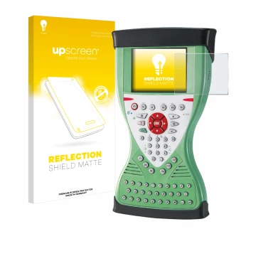 Vorderseite einer Produktverpackung mit dem Markenlogo upscreen. Daneben ist das Gerät Leica Viva Controller CS15 mit dem zuge