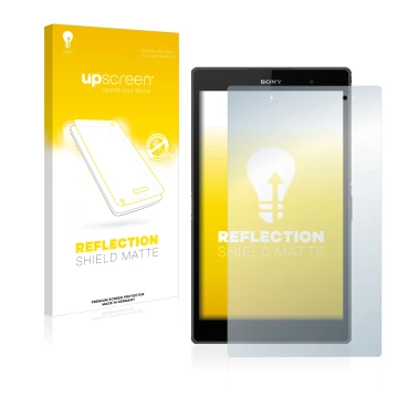 Vorderseite einer Produktverpackung mit dem Markenlogo upscreen. Daneben ist das Gerät Sony Xperia Z3 Tablet Compact SGP611, S