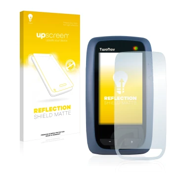 Vorderseite einer Produktverpackung mit dem Markenlogo upscreen. Daneben ist das Gerät CompeGPS TwoNav Anima mit dem zugehörig