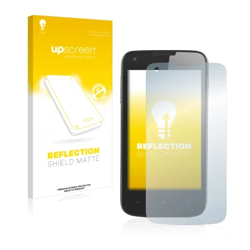 Vorderseite einer Produktverpackung mit dem Markenlogo upscreen. Daneben ist das Gerät Prestigio MultiPhone 8400 DUO PSP8400DU