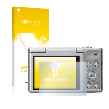 Vorderseite einer Produktverpackung mit dem Markenlogo upscreen. Daneben ist das Gerät Panasonic Lumix DMC-SZ10 mit dem zugehö