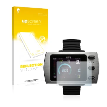 Vorderseite einer Produktverpackung mit dem Markenlogo upscreen. Daneben ist das Gerät Suunto Eon Steel mit dem zugehörigen Di